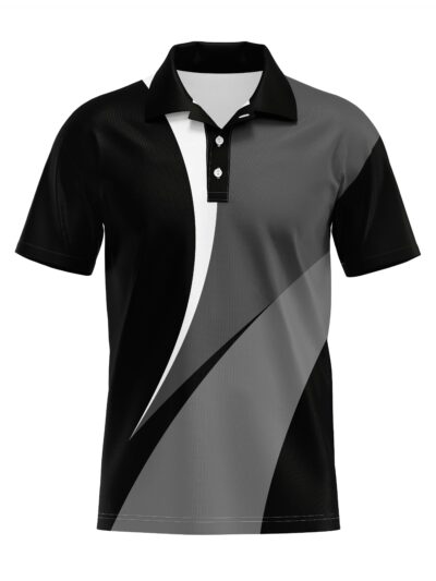Men's Color Block Short Sleeve Turn