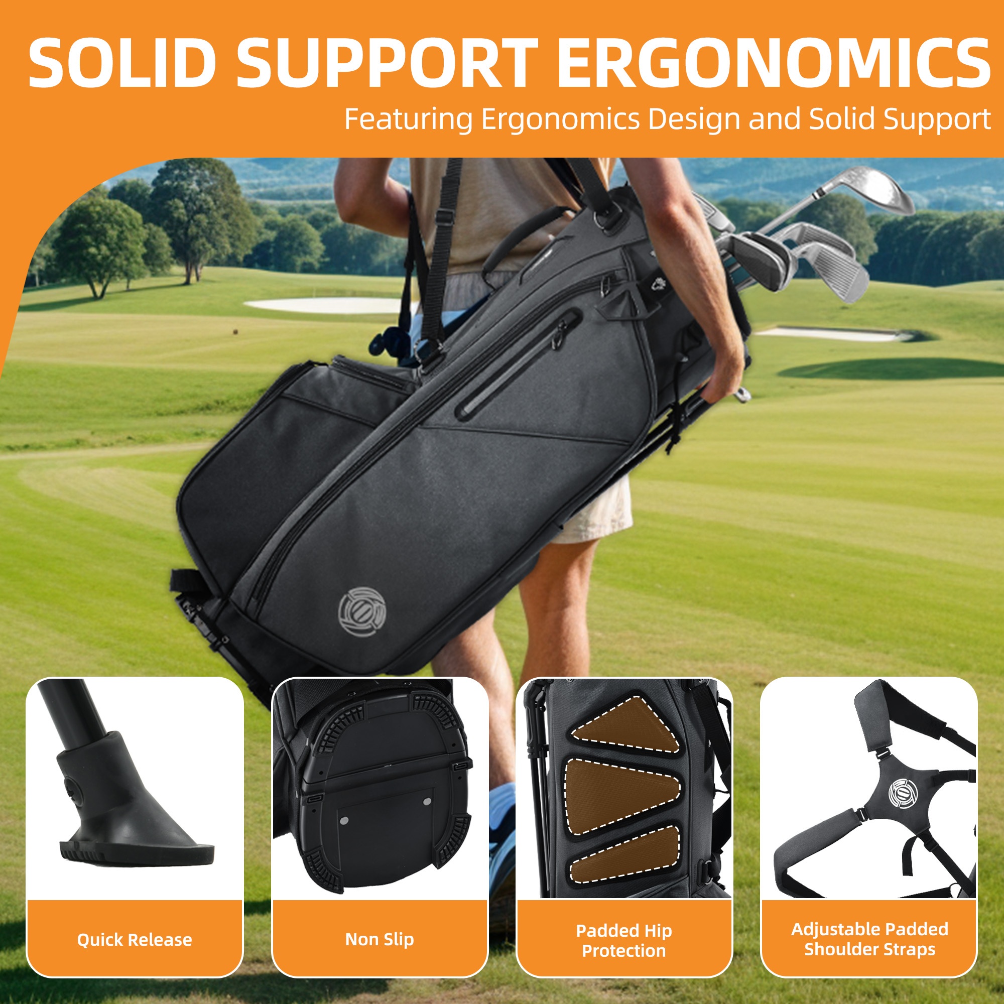 Shopsource 14-Way Lightweight Golf Stand Bag with Stand - Image 7