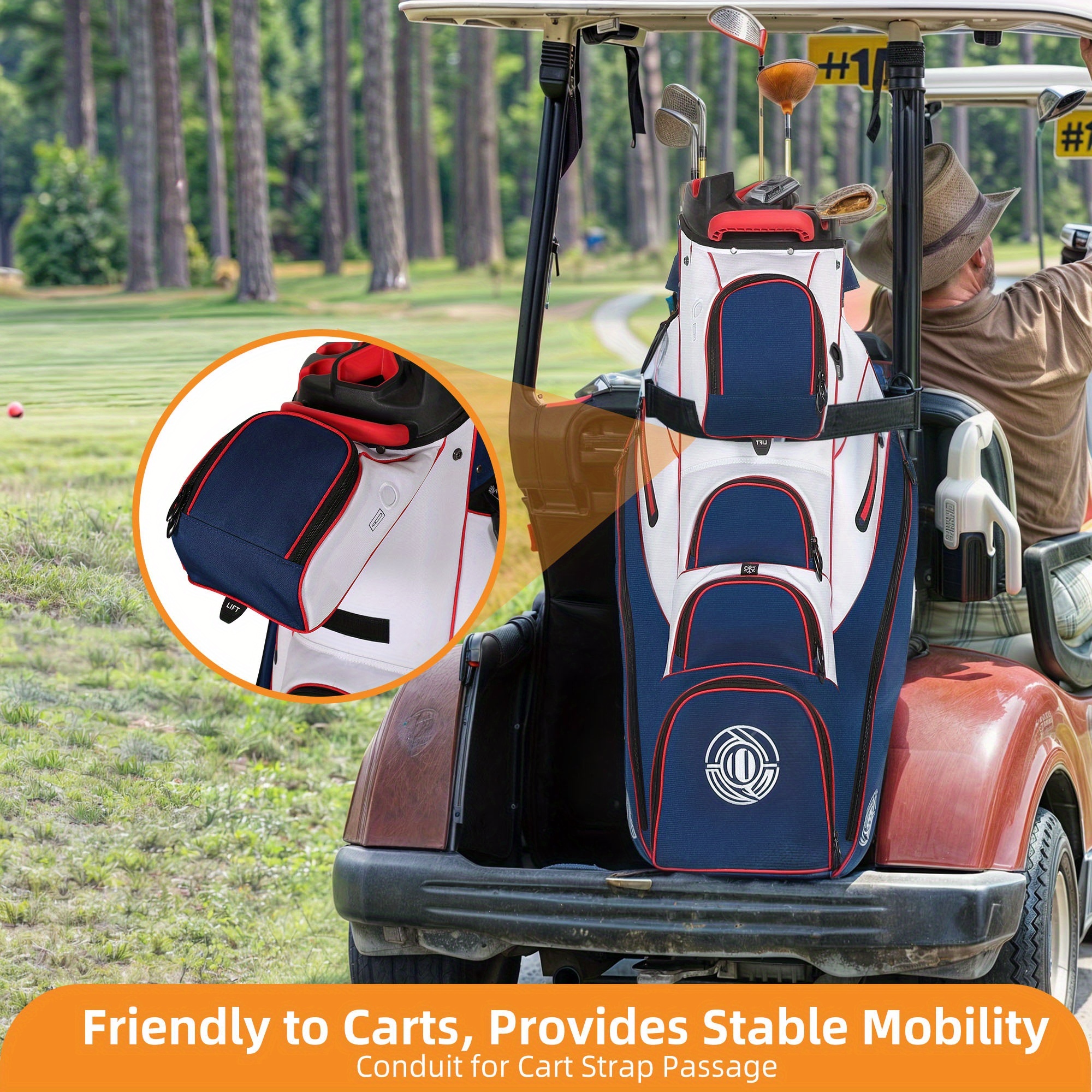 Shopsource 14 Way Top Golf Cart Bag with Full- Length Dividers - Image 2