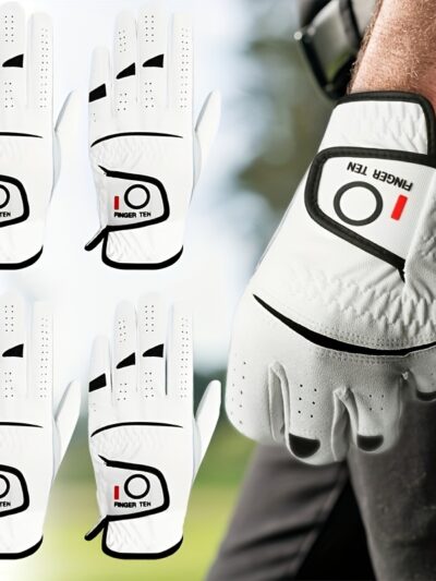 Men Left Hand Golf Gloves 4 Pack Premium Cabretta Palm Breathable Comfort Superior Grip All Weather Soft Fit