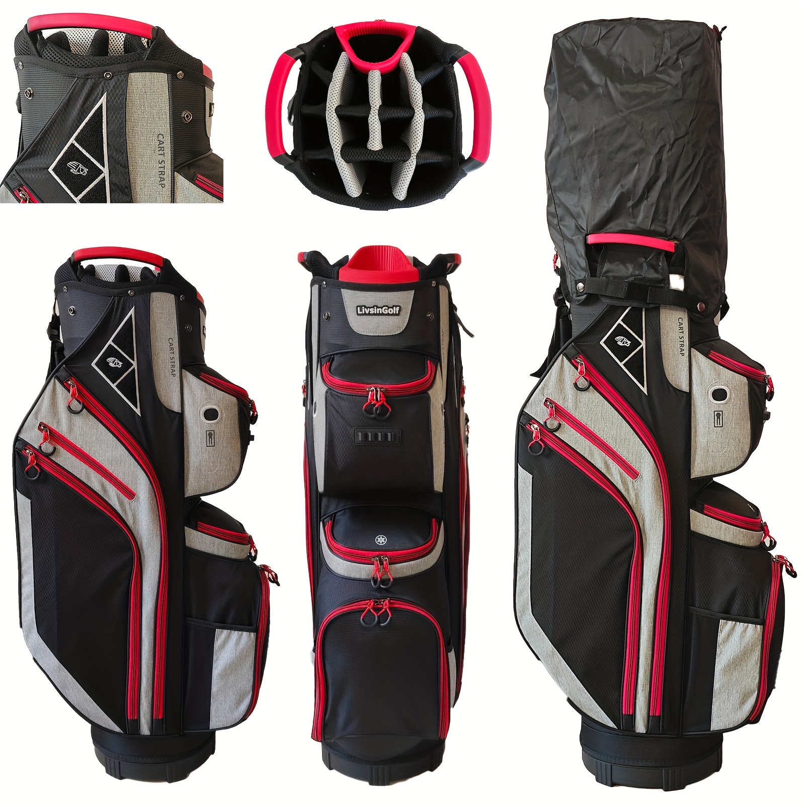 14 Way Golf Cart Bag For Push Bag Classy Design Full Length With Cooler, Rain Hood, Putter Well