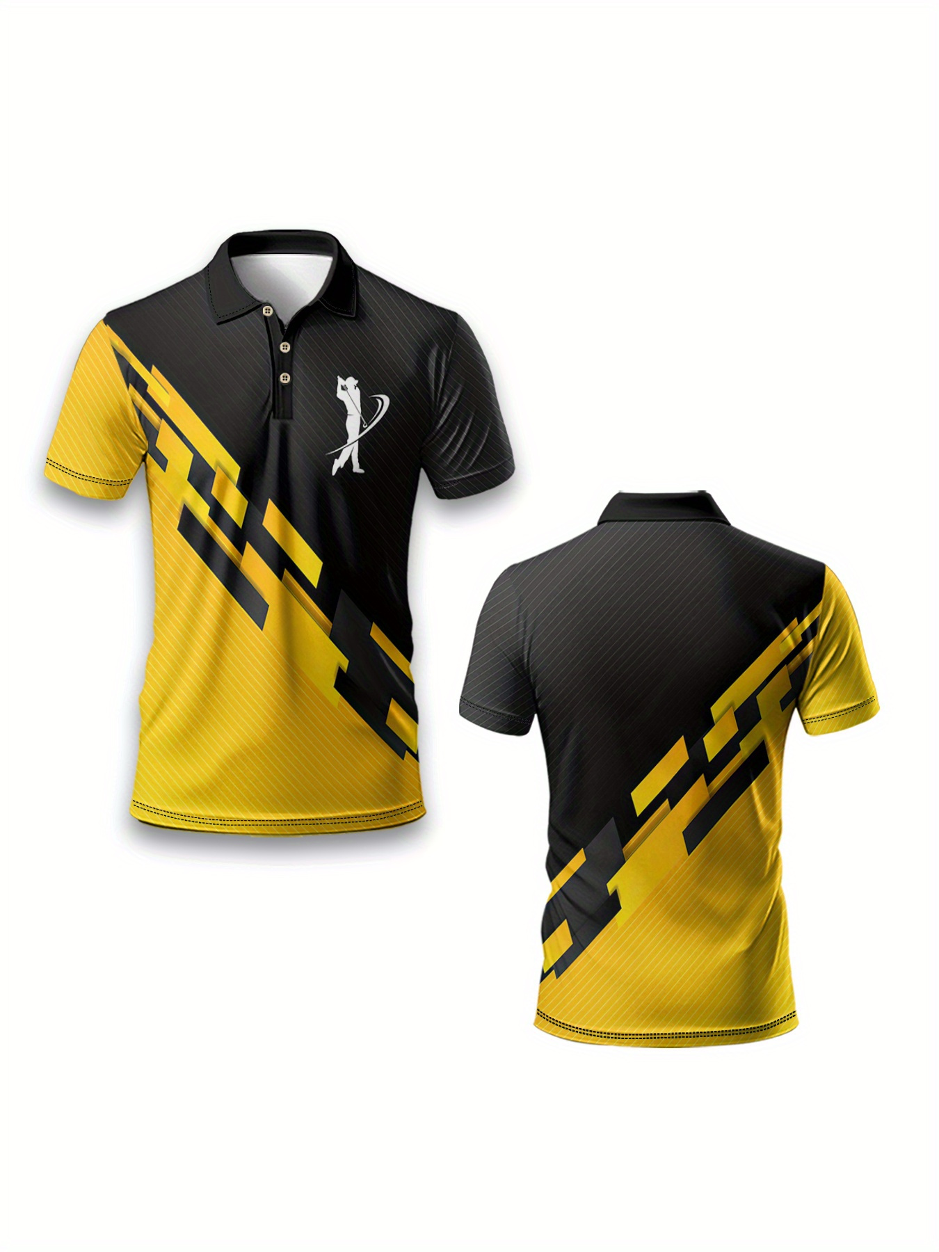2D Flat Printing Men's Lightweight Breathable Golf Shirt - Image 5