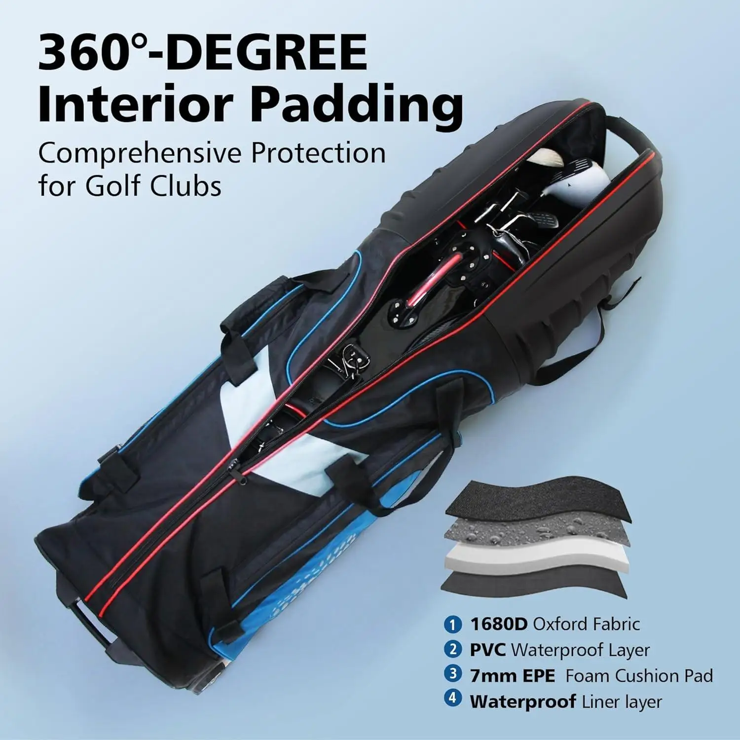 Golf Travel Bags for Airlines with Wheels - Image 3