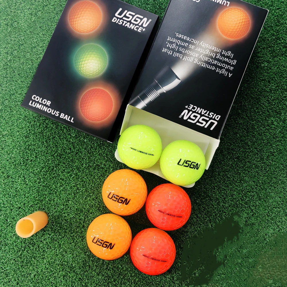 Golf Ball USGN Glow-in-the-dark Golf Ball Two-tier Competition Automatic Light Absorption Night Practice 6-pack Color Light Gift - Image 2