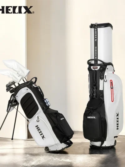 HELIX Golf Stand Bag with Retractable Top Cover and Wheels Easy for Travel and Daily Use Golf Bag 6 Way Divider