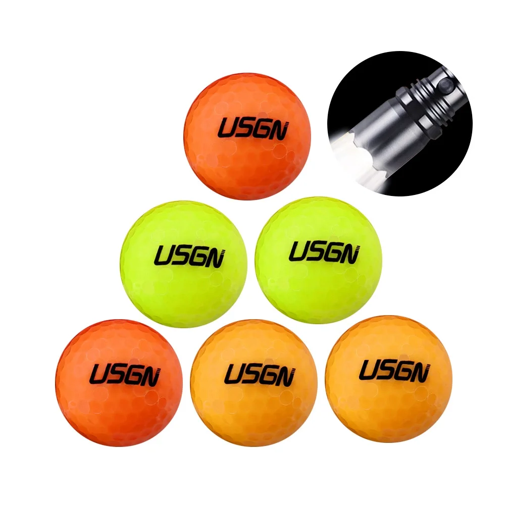 Golf Ball USGN Glow-in-the-dark Golf Ball Two-tier Competition Automatic Light Absorption Night Practice 6-pack Color Light Gift - Image 3