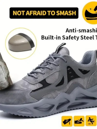 Men's Comfortable Soft-Soled Smash and Puncture Resistant Work Shoes