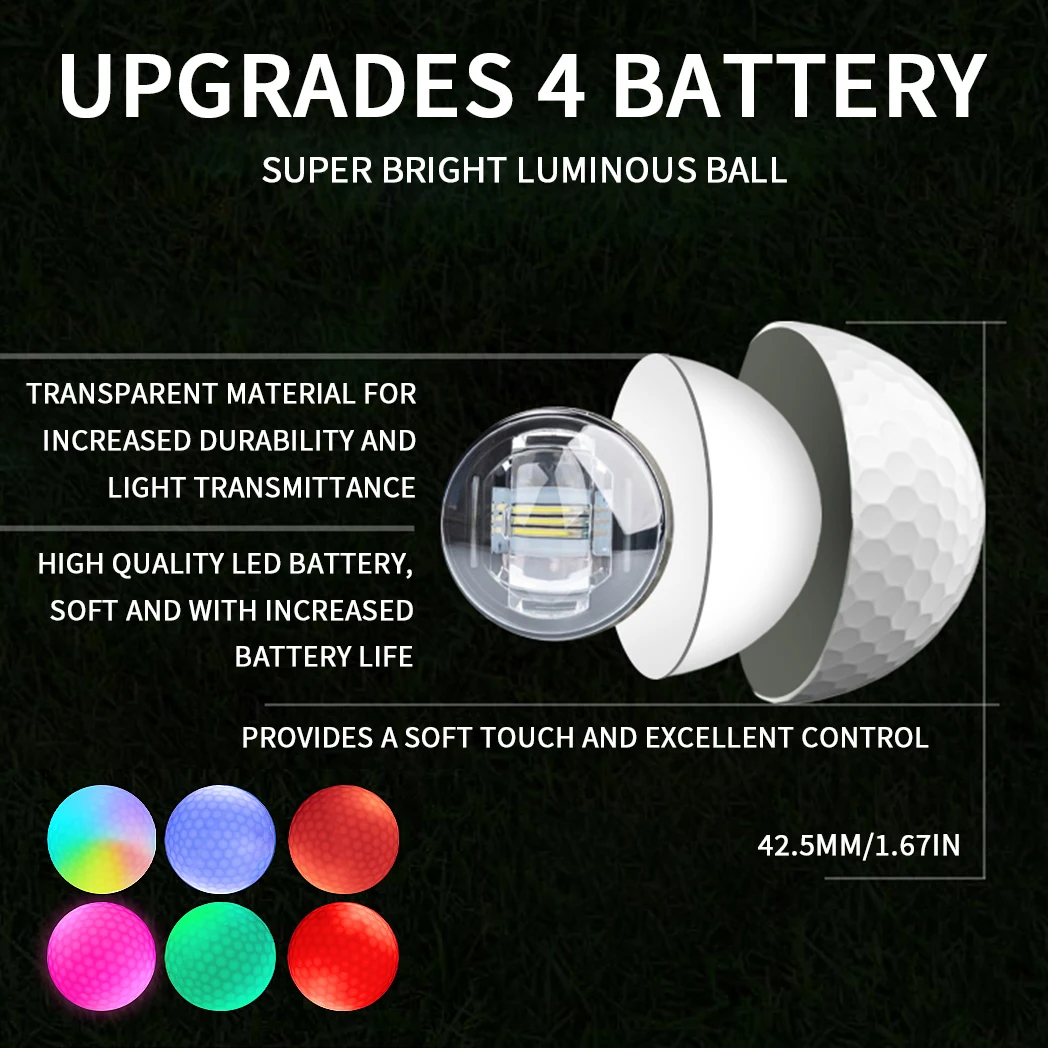 Caiton 6pcs LED Golf Balls , Ultra-Bright, Impact-Activated, Long-Lasting Glow, Night Golf Essential, Great Gift Idea - Image 6