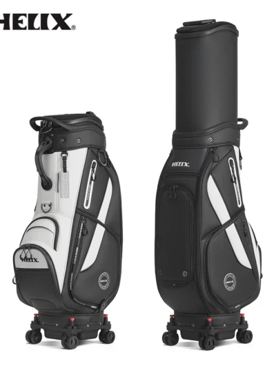 HELIX Golf Bag with 4 Wheels and Protective Retractable Cover Golf Travel Bag Durable