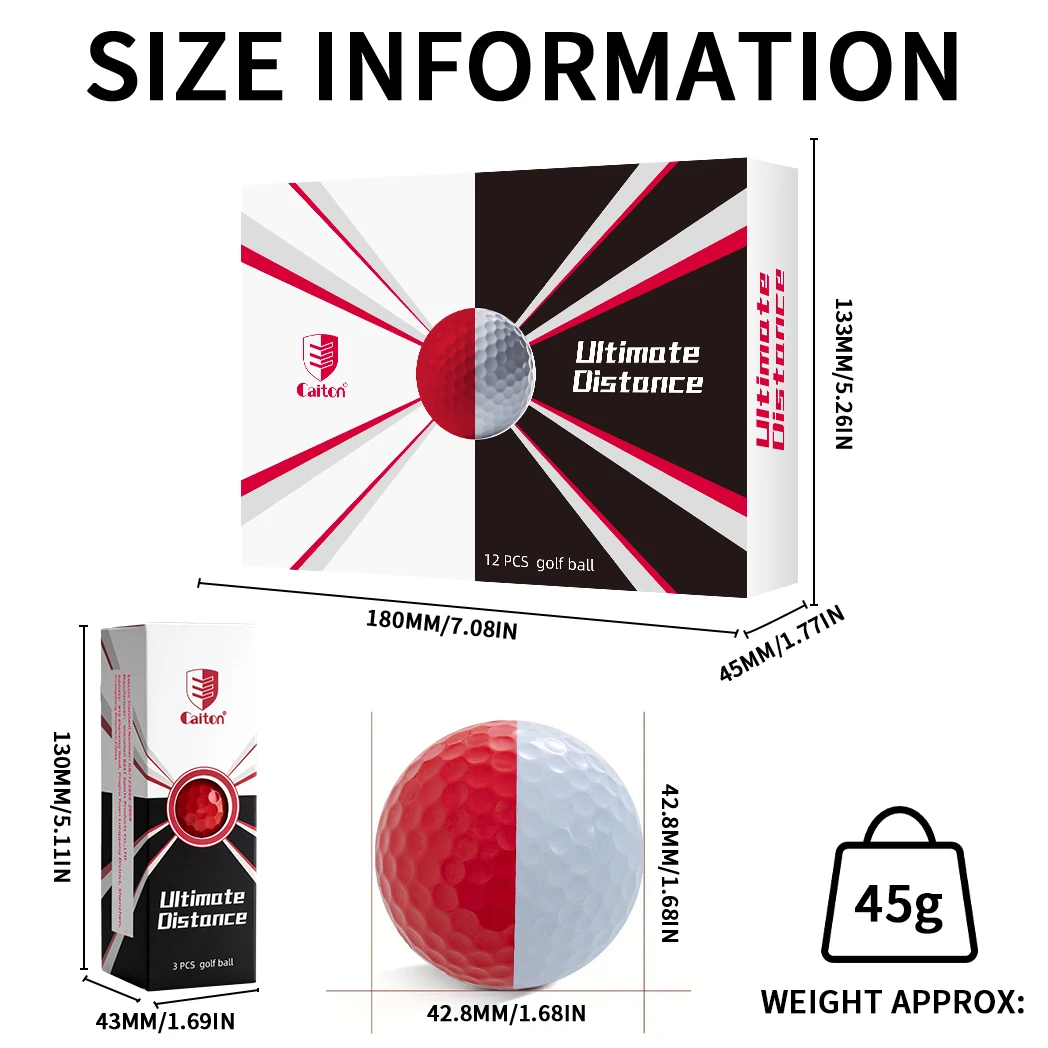 Caiton 12/6/3pcs Three-layer High Rebound pro Ball , Easy To Play Long Distance, Professional Competition Control Golf Ball - Image 2
