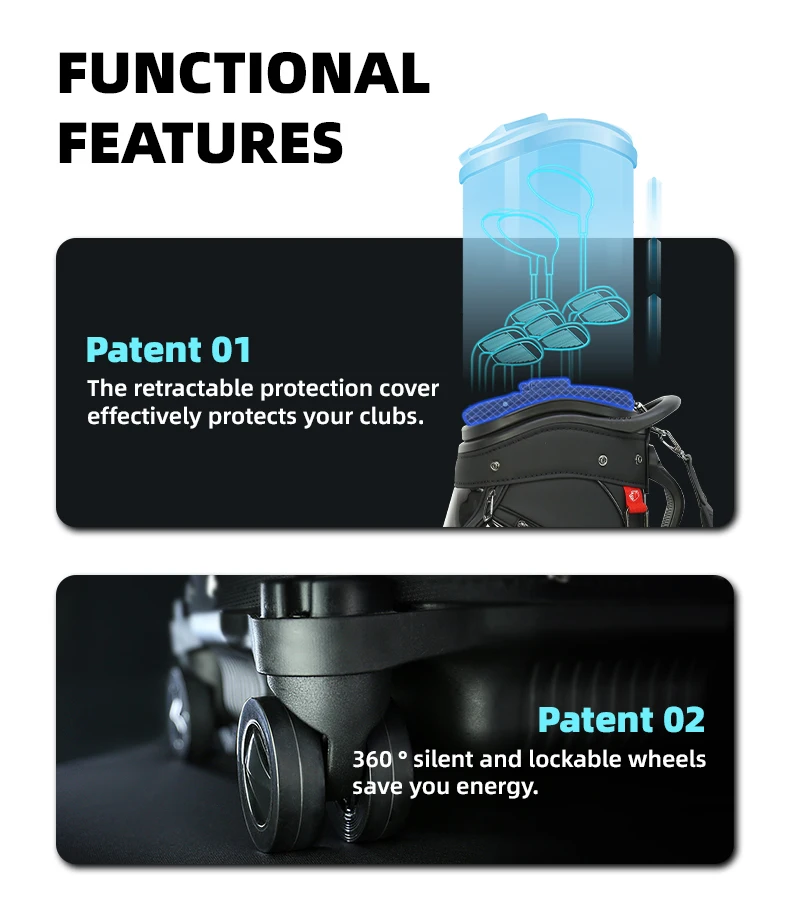 HELIX All-in-One Golf Bag - 4 Wheels with Locking System - Image 2