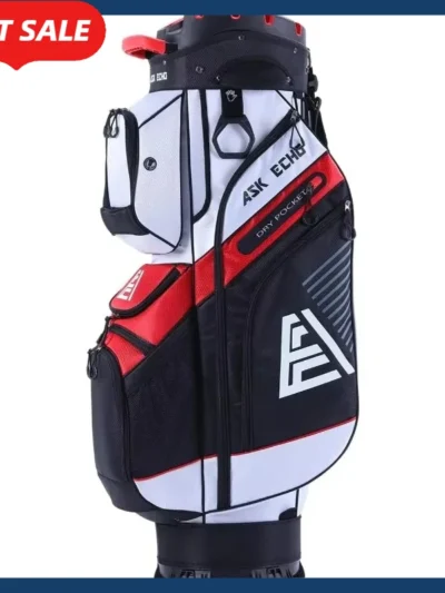 Men Premium Golf Cart Bag T-Lock 14 Way Organizer Handle Rain Cover