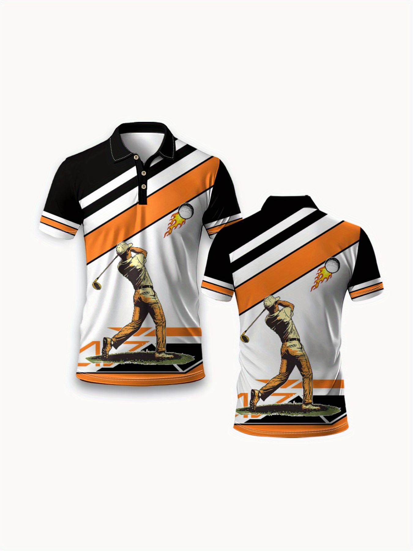 Men's Casual Golf-Themed Short Sleeve Polo Shirt - Image 2