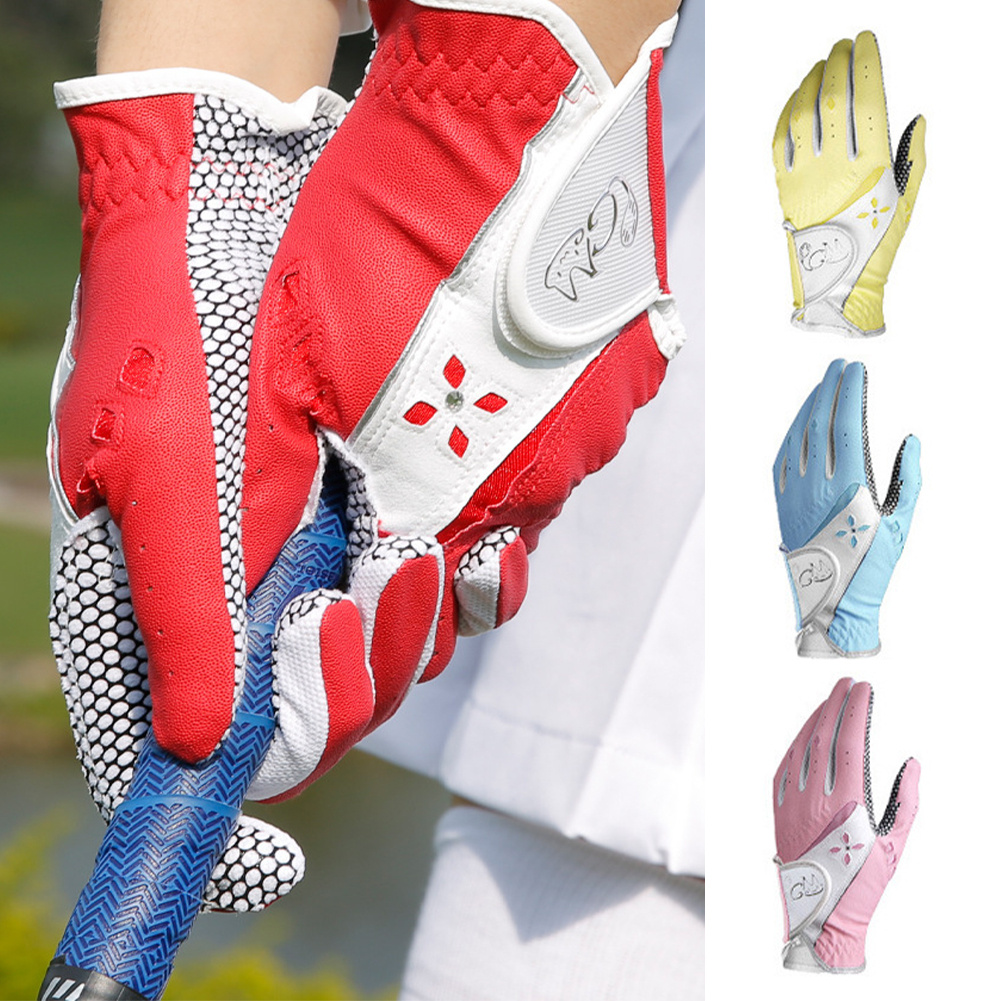 1 Pair Women's Breathable PU Golf Gloves with Non-Slip Grip