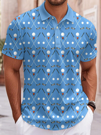 Men's Golf Theme Geometric Print Shirt