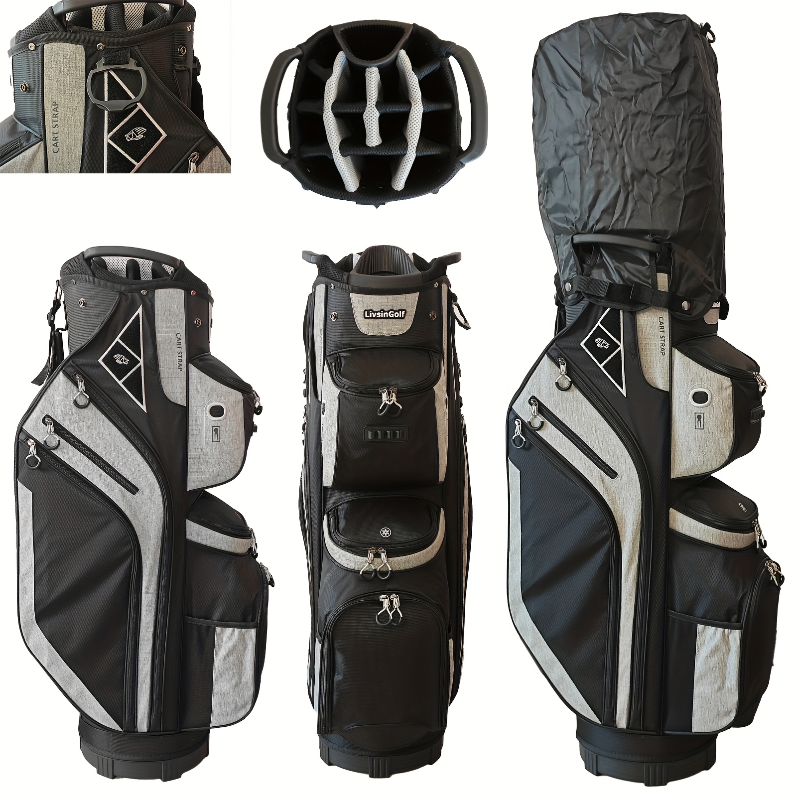 14 Way Golf Cart Bag For Push Bag Classy Design Full Length With Cooler, Rain Hood, Putter Well - Image 2