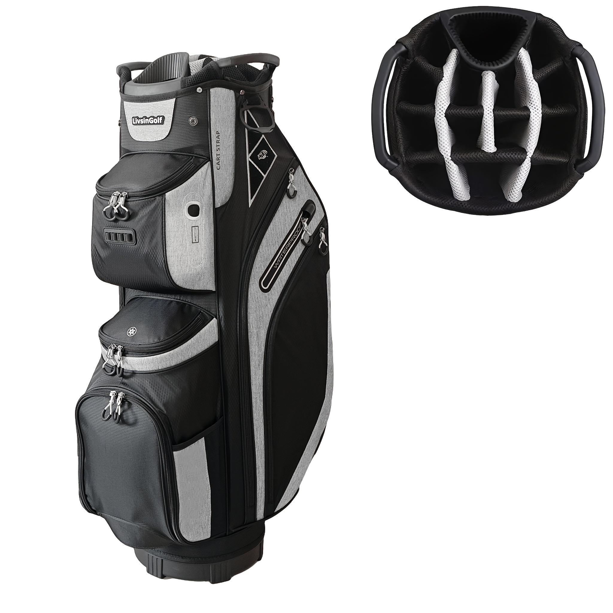 14 Way Golf Cart Bag For Push Bag Classy Design Full Length With Cooler, Rain Hood, Putter Well - Image 6