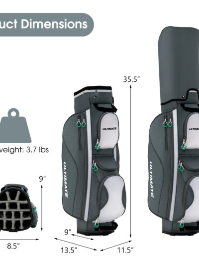 GYMAX 14-Way Lightweight Golf Cart Bag with Cooler Pocket, Rain Hood & 14- Dividers