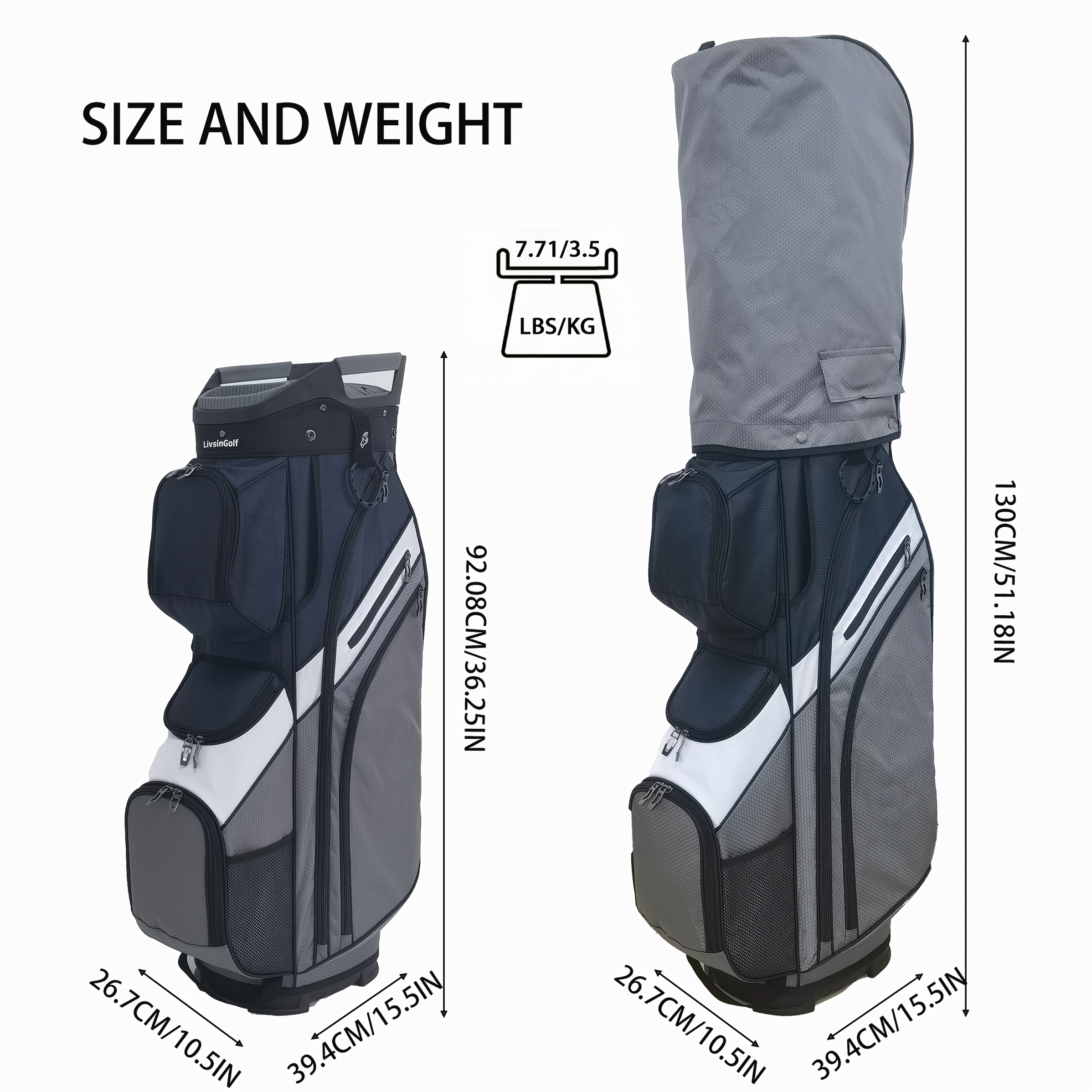 Livsingolf 15-Way Divider Lightweight Silent Stand Bag with Handle, Unisex - Image 2