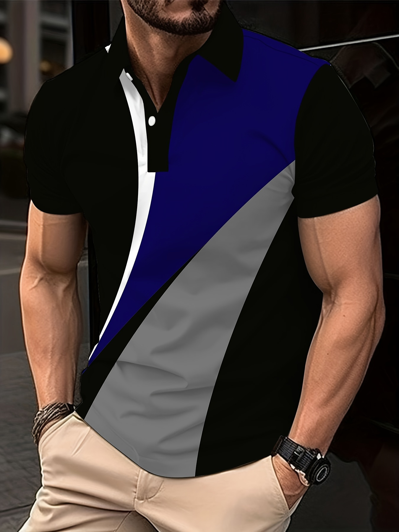 Men's Color Block Short Sleeve Turn - Image 3