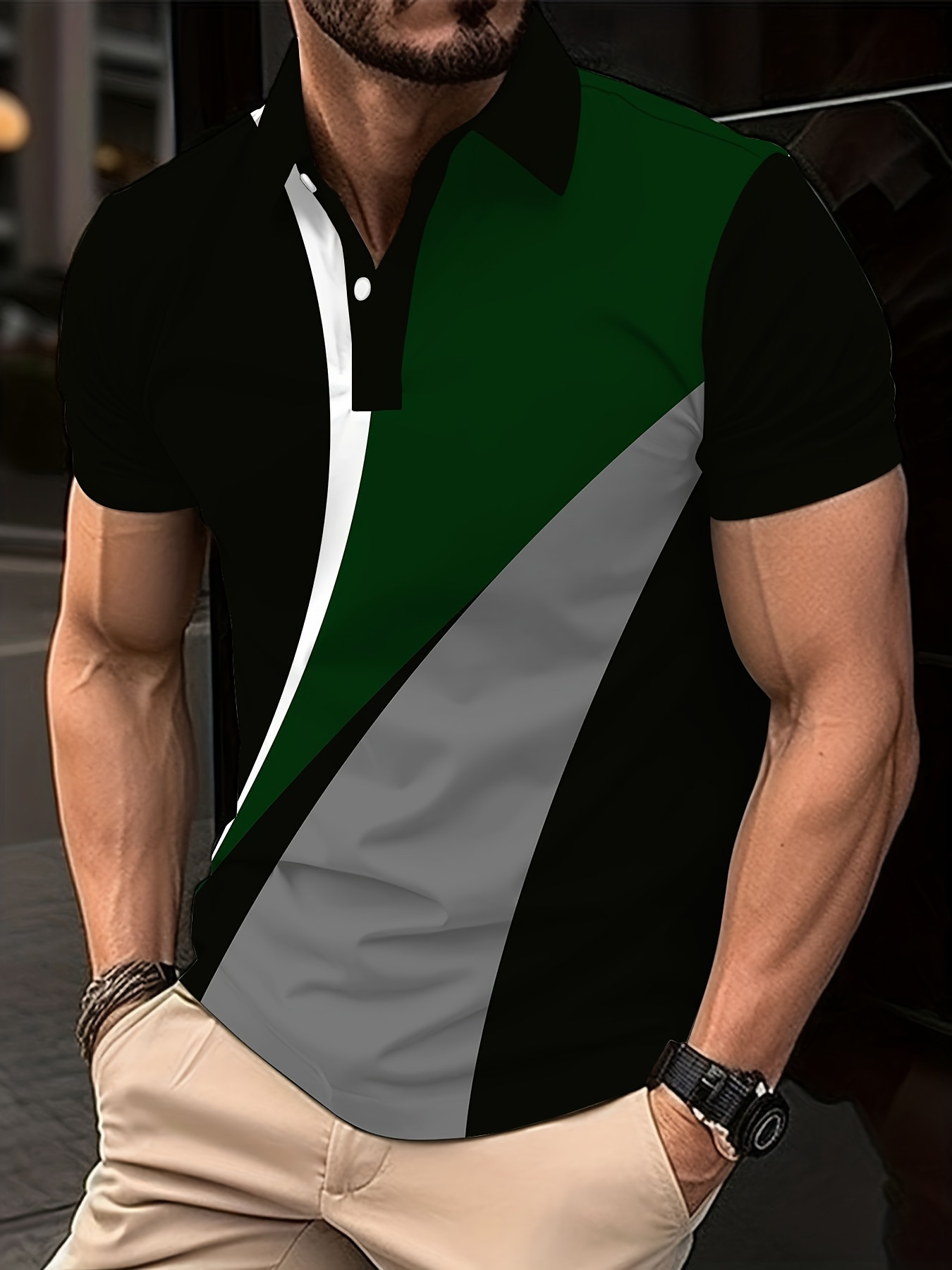 Men's Color Block Short Sleeve Turn - Image 4