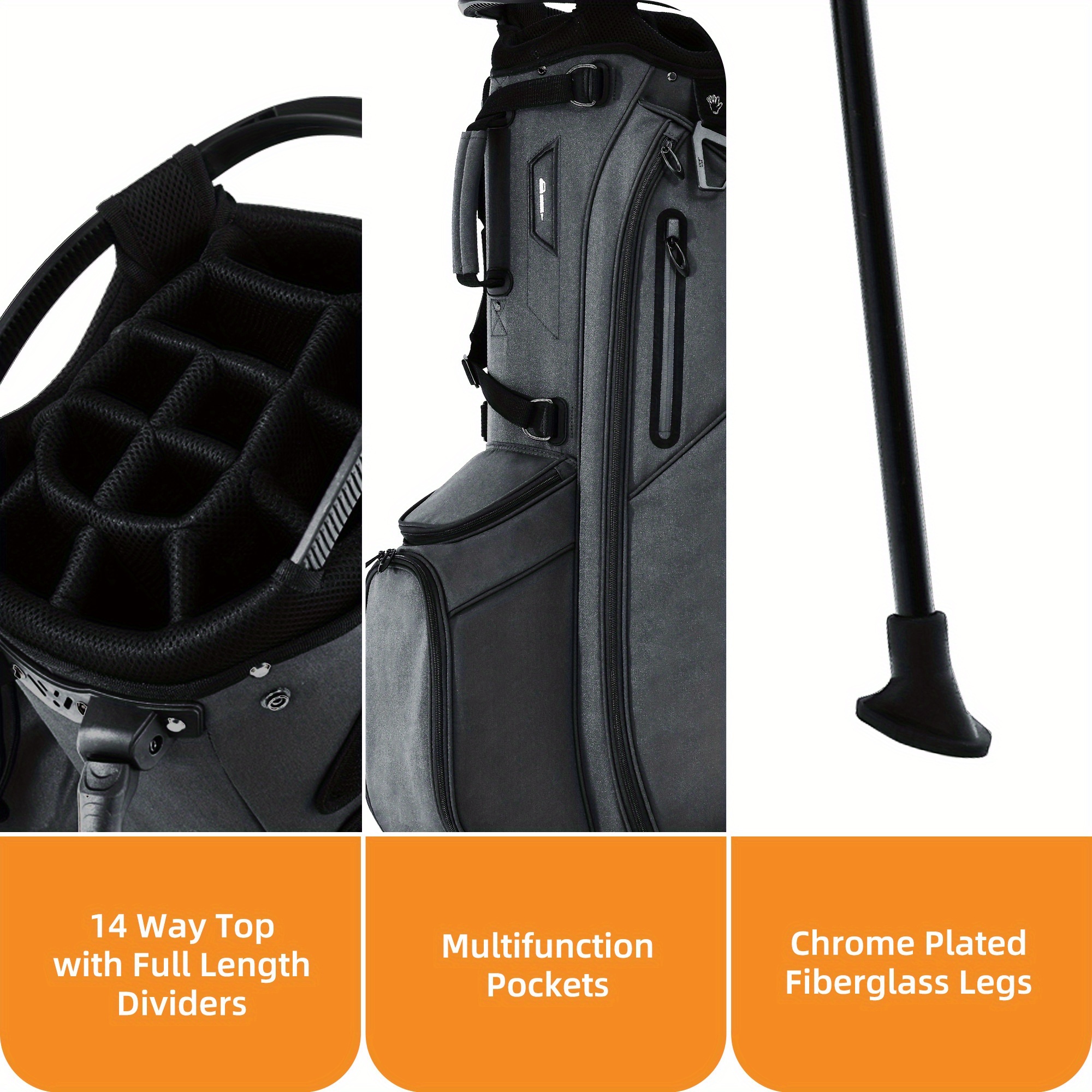 Shopsource 14-Way Lightweight Golf Stand Bag with Stand - Image 8