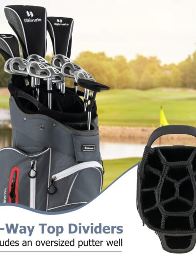 GYMAX Heavy-Duty Golf Cart with 15-Way Top Dividers & Individual Putter Holder