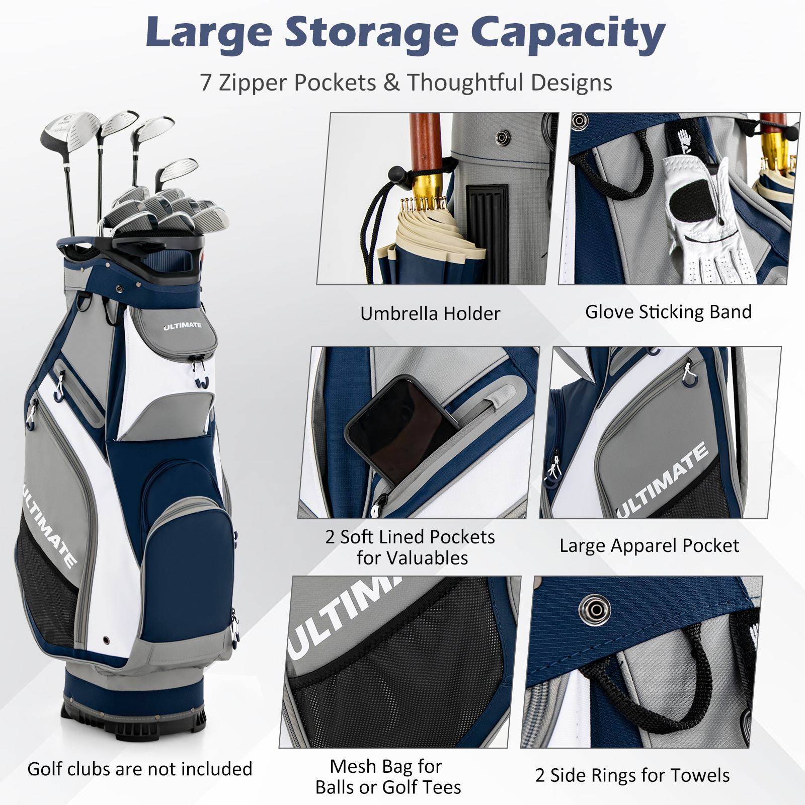 GIANTEX Golf Cart Bag Set with 14-Way Divider - Image 6