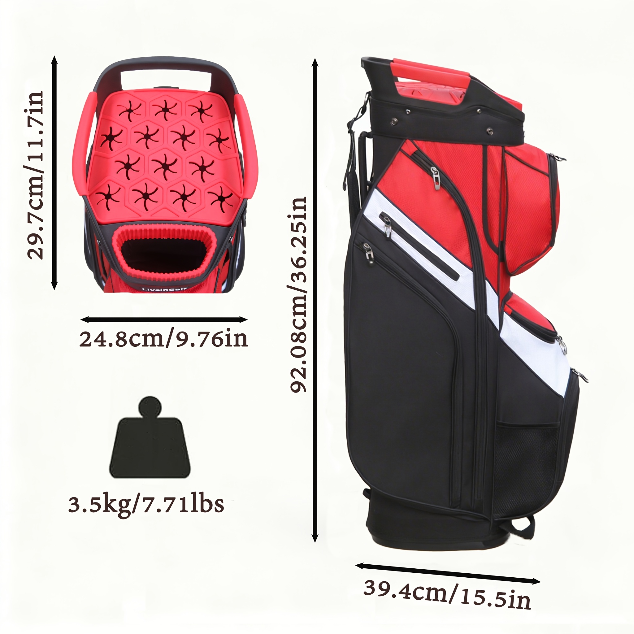 LivsinGolf 15-way Golf Cart Bag with Locking Club Dividers
