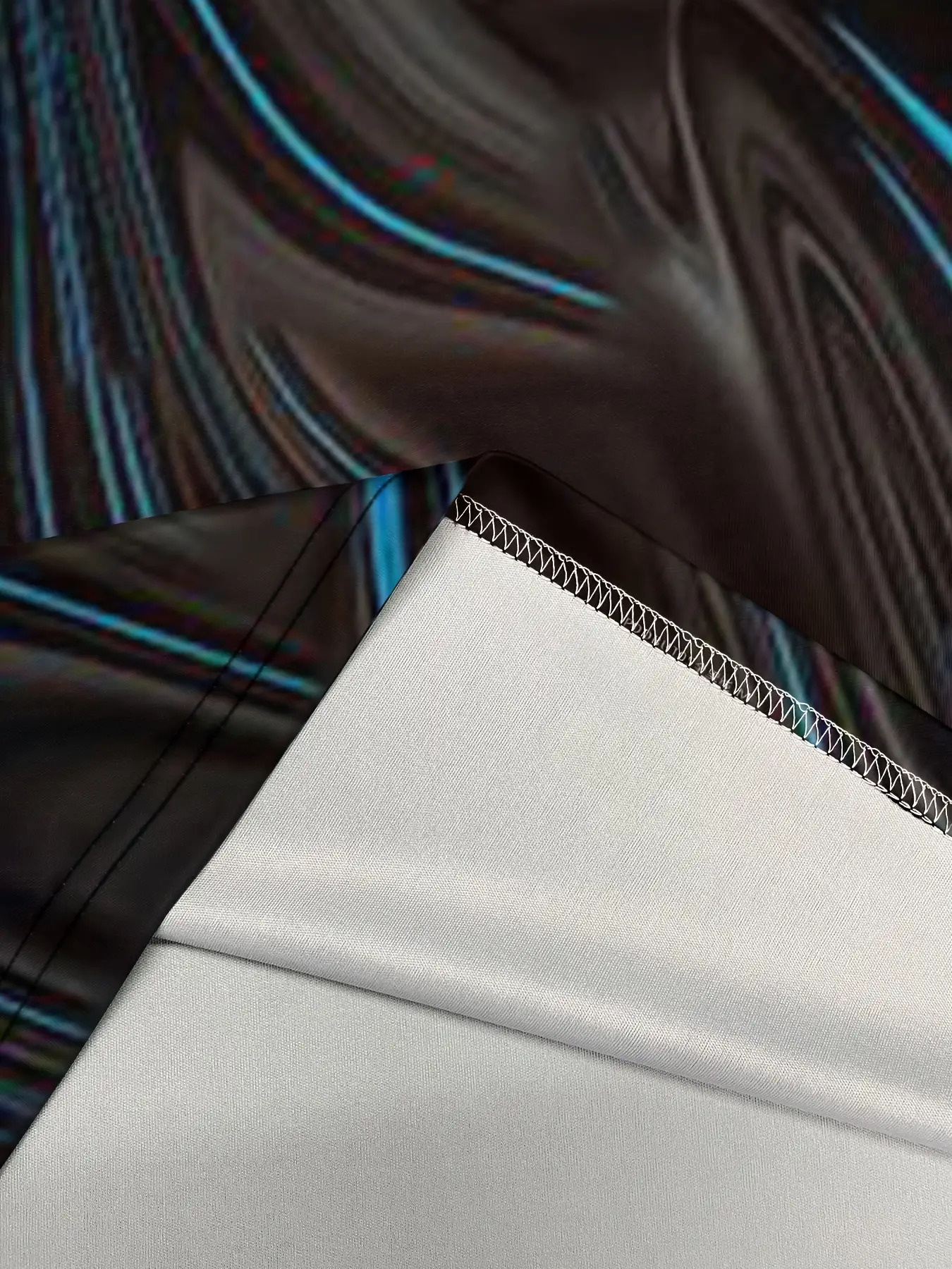 Men's Slim-Fit Short Sleeve Shirt with Black & Blue Swirl Print - Image 4