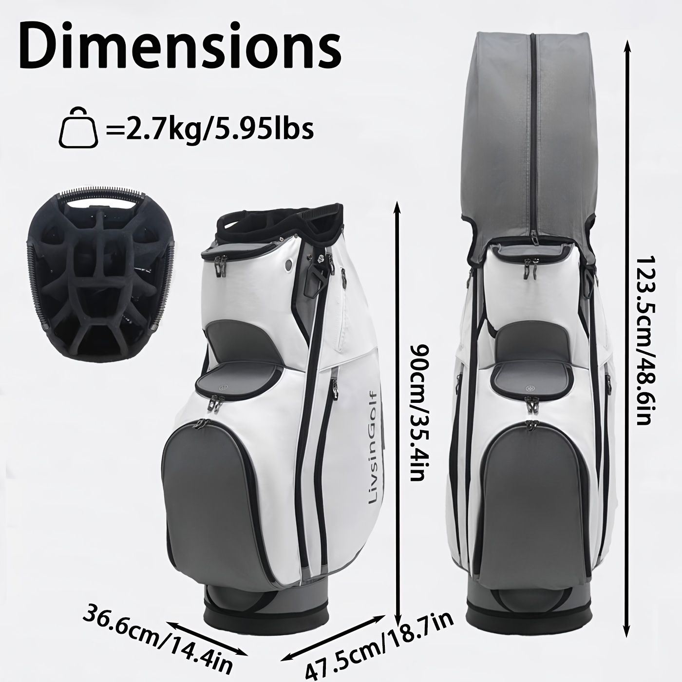 LIVSINGOLF Professional Full-Length Golf Cart Bag with 14-Way Dividers & Multi-Compartment Organization - Image 4
