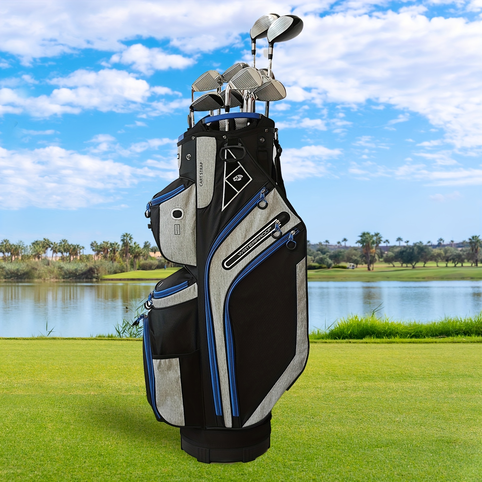 14 Way Golf Cart Bag For Push Bag Classy Design Full Length With Cooler, Rain Hood, Putter Well - Image 11