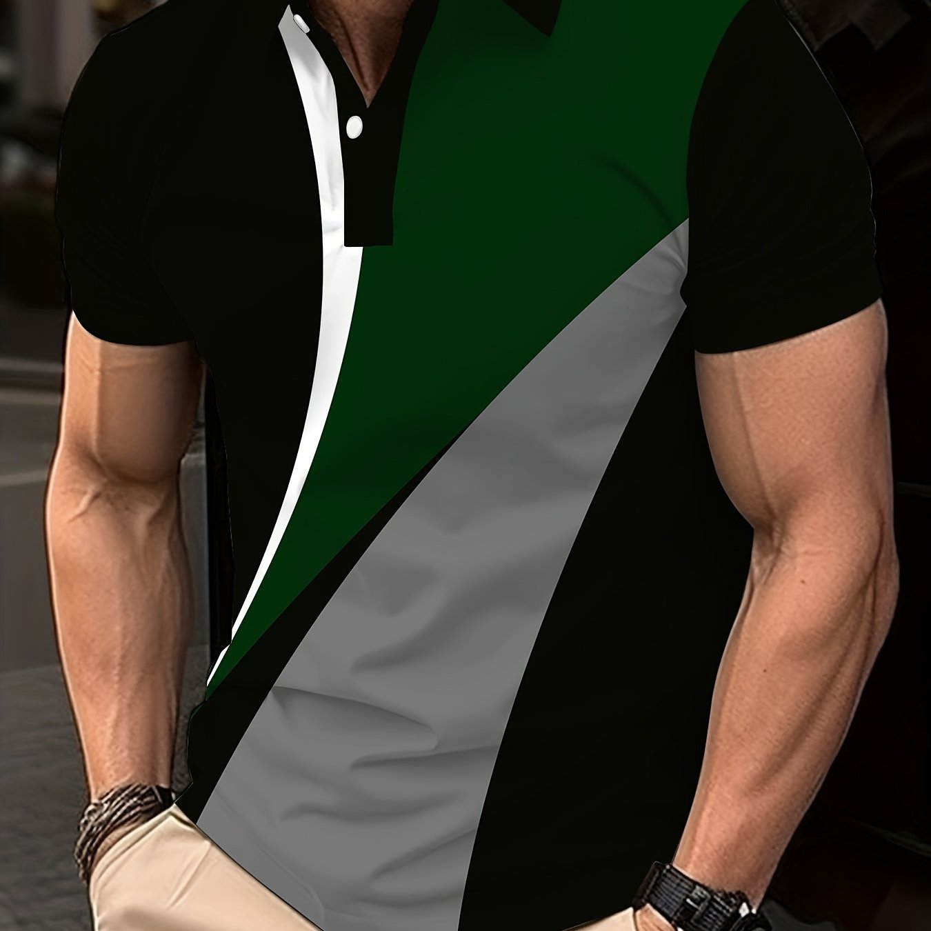 Men's Color Block Short Sleeve Turn - Image 13