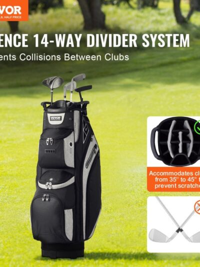 VEVOR Golf Cart Bag with 14 Way Izer Divider Top 36' 13 Pockets Premium Cart Bag