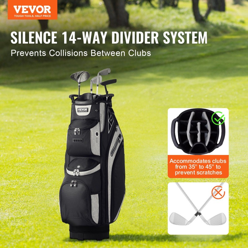VEVOR Golf Cart Bag with 14 Way Izer Divider Top 36' 13 Pockets Premium Cart Bag