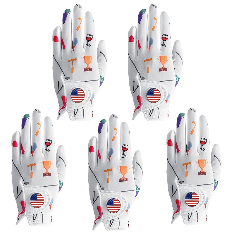 GKANDI Stylish Women's Golf Gloves Value 5Pack Left Hand With USA Flag Ball Marker - Image 11