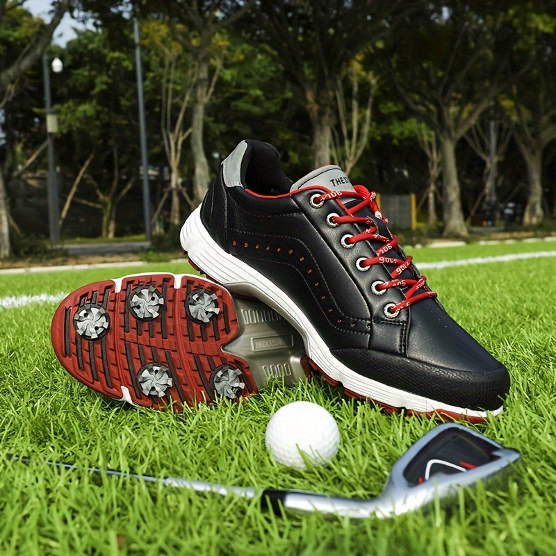 Men's Trendy Non-slip Lace Up Golf Shoes With Cleats - Image 5