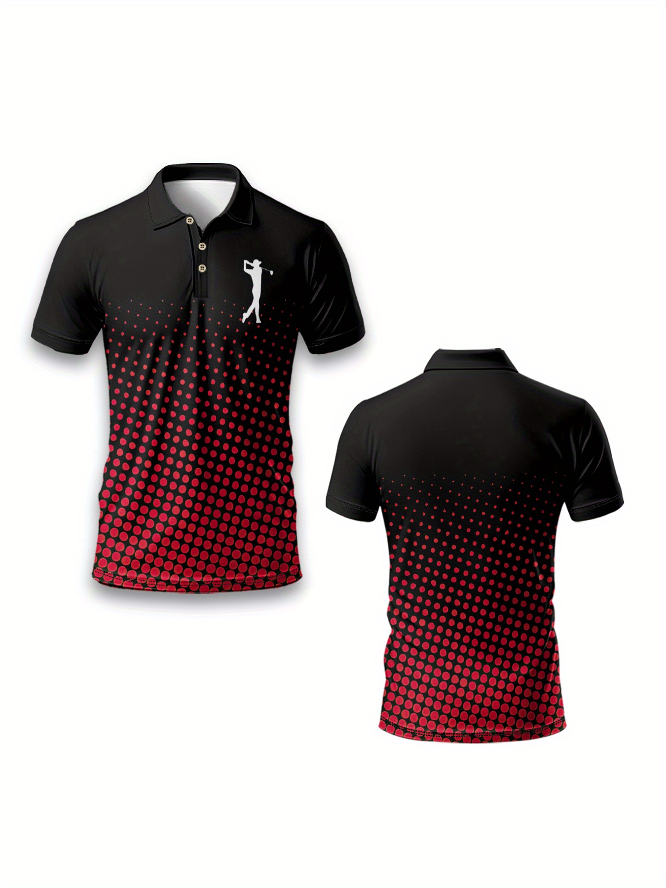 Men's Short-Sleeved Polo Shirt Featuring a Small Logo And a Golf Pattern - Image 5