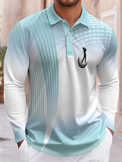 Men's Lightweight Breathable Golf Shirt with Long Sleeves