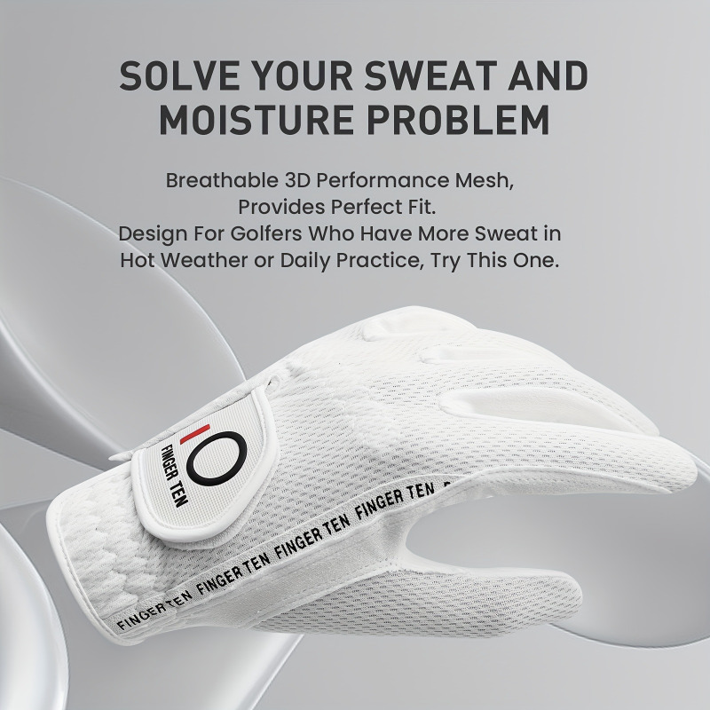 Finger Ten Golf Gloves Men Value 3 Pack Left Hand Right Handed Golfer