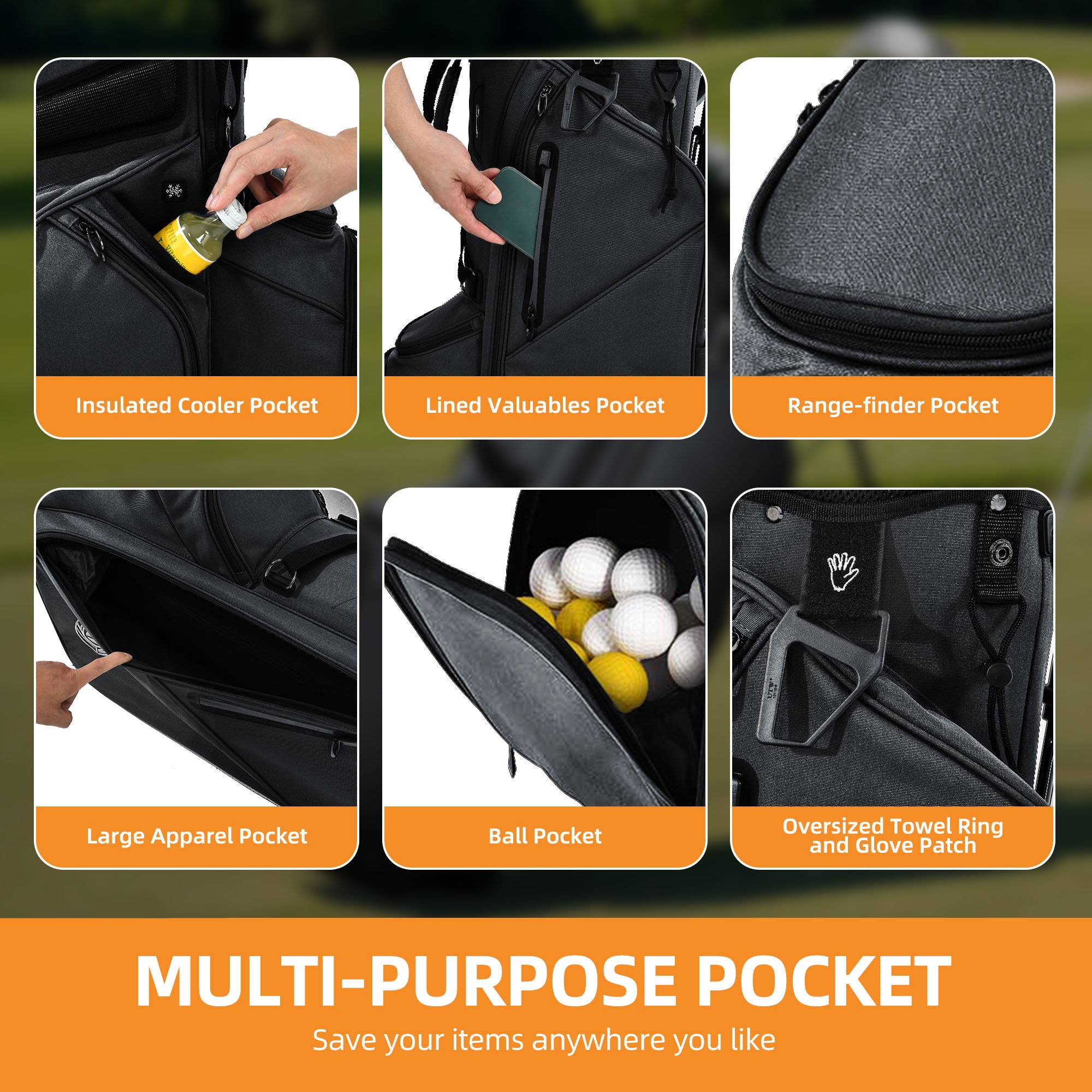 Shopsource 14-Way Lightweight Golf Stand Bag with Stand - Image 9