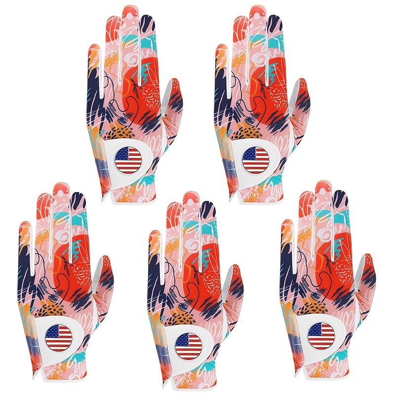 GKANDI Stylish Women's Golf Gloves Value 5Pack Left Hand With USA Flag Ball Marker - Image 10