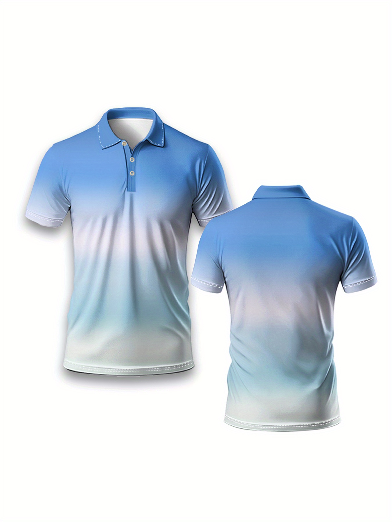 Short-Sleeved Sports POLO Shirt for Men with a Trendy Gradient Design - Image 4