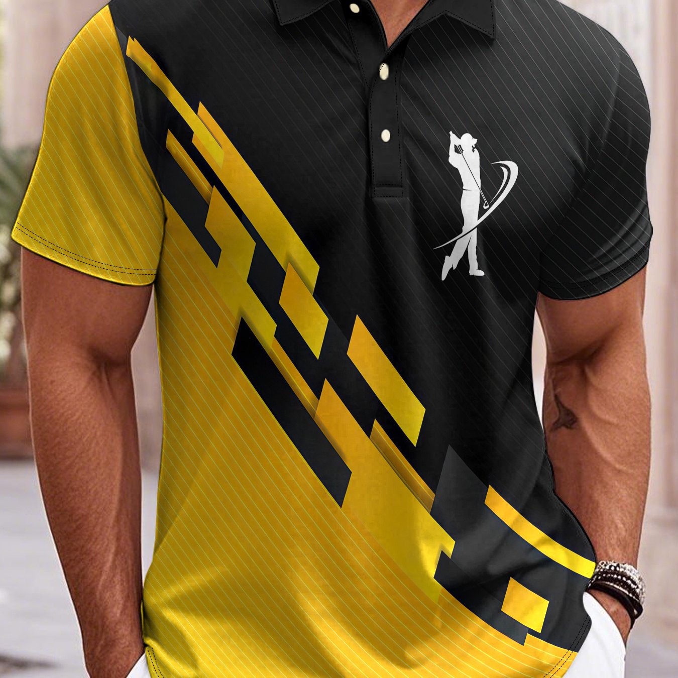 2D Flat Printing Men's Lightweight Breathable Golf Shirt - Image 6