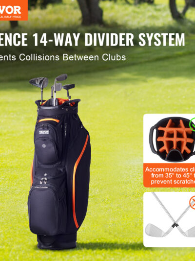 VEVOR Golf Cart Bag with 14 Way Organizer Divider Top, 36” 13 Pockets Premium Cart Bag