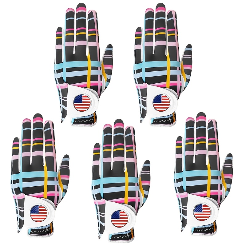 GKANDI Stylish Women's Golf Gloves Value 5Pack Left Hand With USA Flag Ball Marker - Image 8