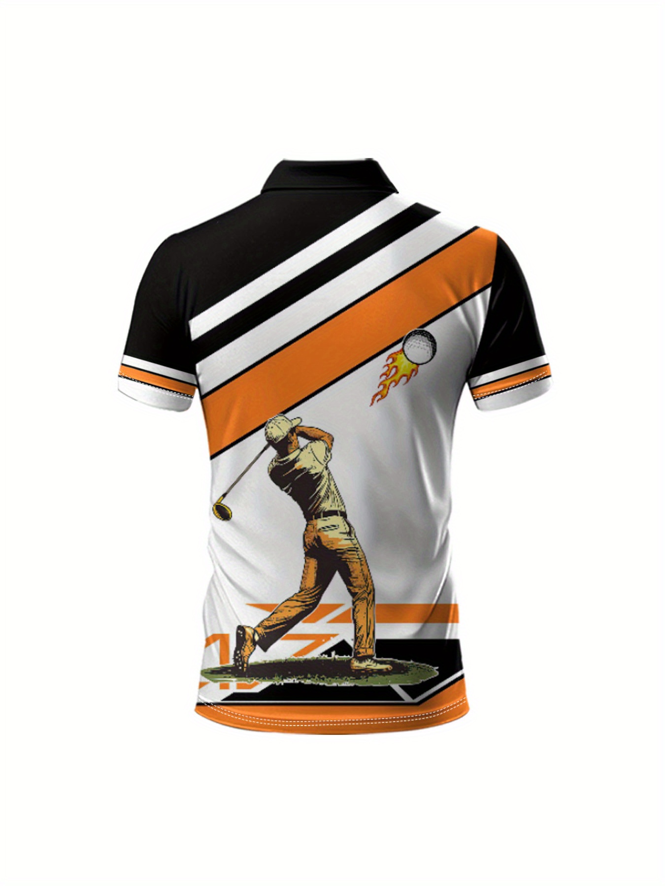 Men's Casual Golf-Themed Short Sleeve Polo Shirt - Image 3