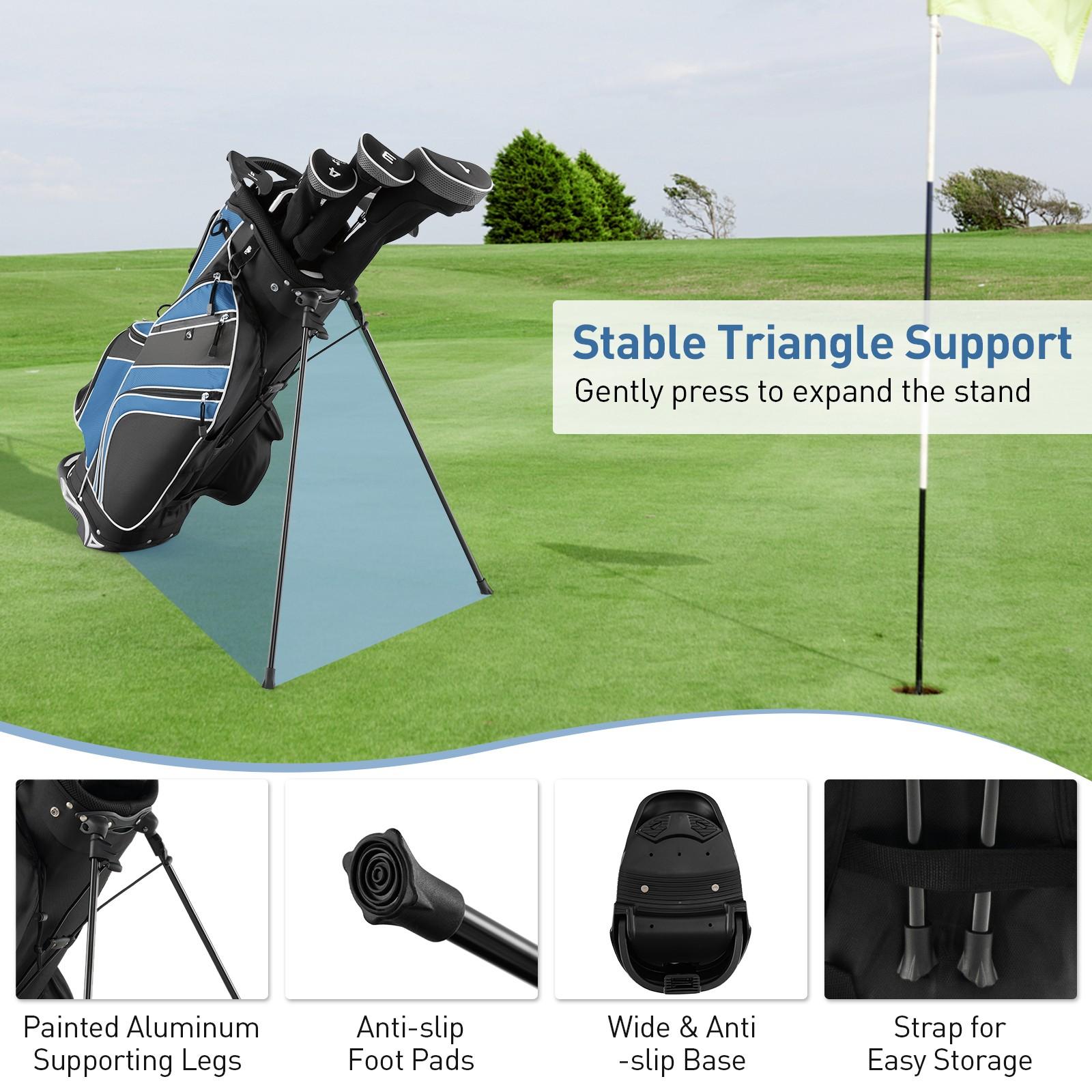 GYMAX Lightweight Golf Stand Bag with Stand - Heavy-Duty All-in-One Golf Cart Bag - Image 3