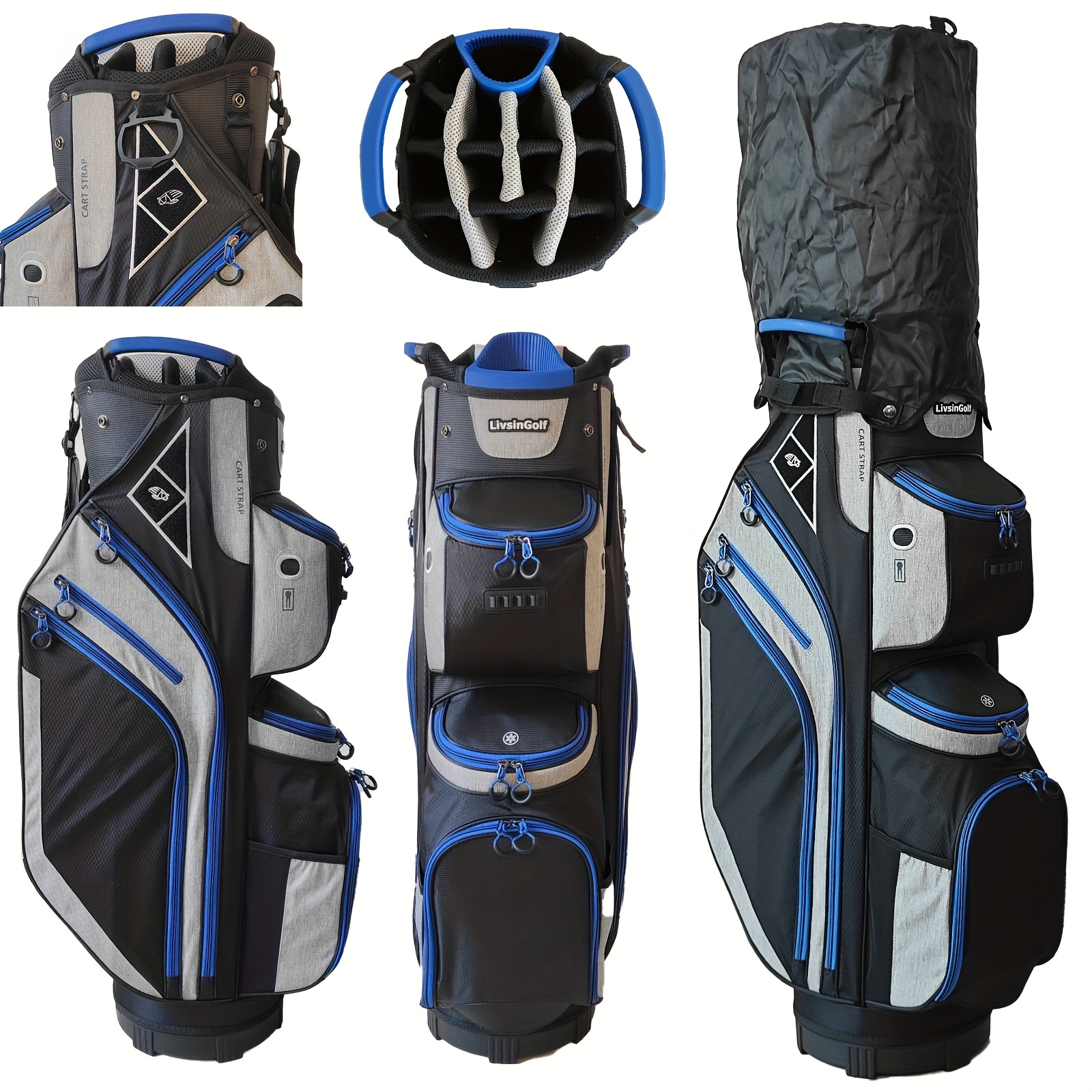 14 Way Golf Cart Bag For Push Bag Classy Design Full Length With Cooler, Rain Hood, Putter Well - Image 5