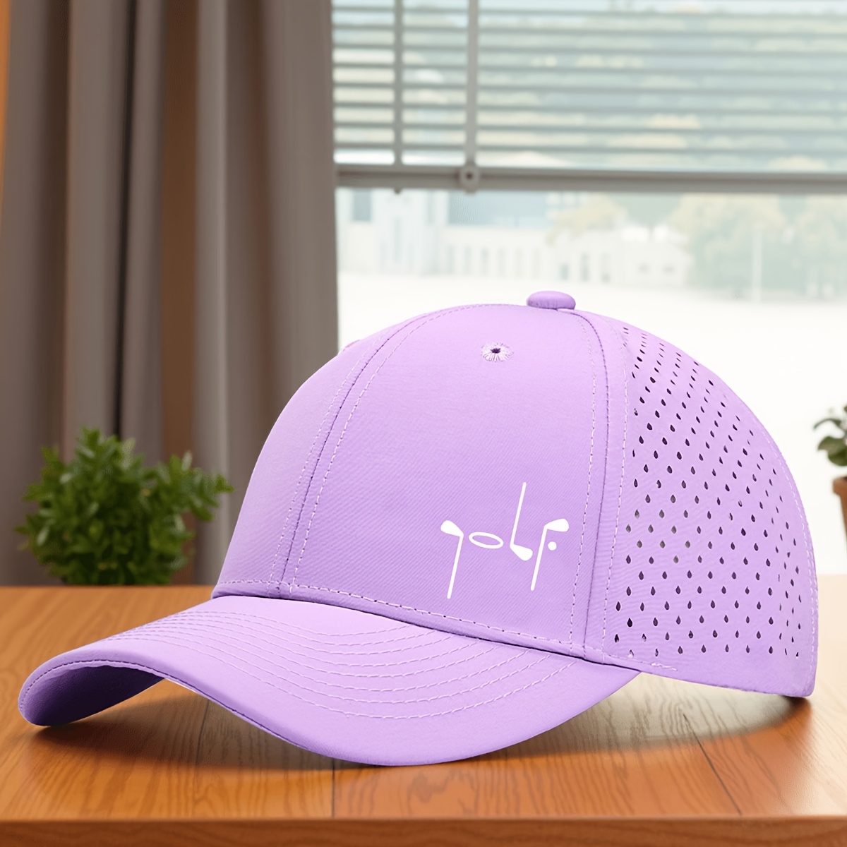 Golf-Themed 6-Panel Cap with Laser Hole Mesh Back, Quick-Dry Breathable - Image 4
